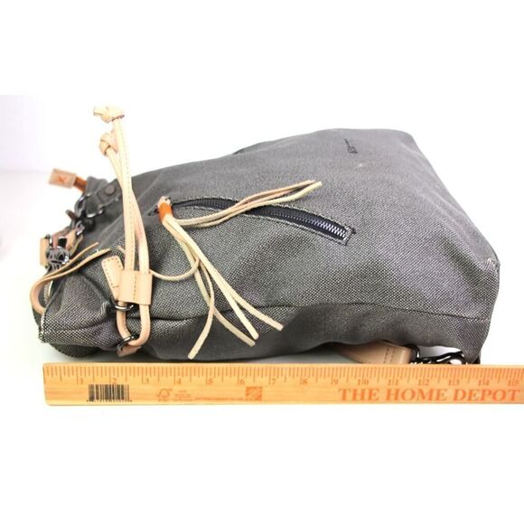 Sherpani GRAY CANVAS LEATHER HANDLES BACKPACK CONVERTIBLE SHOULDER BAG PURSE